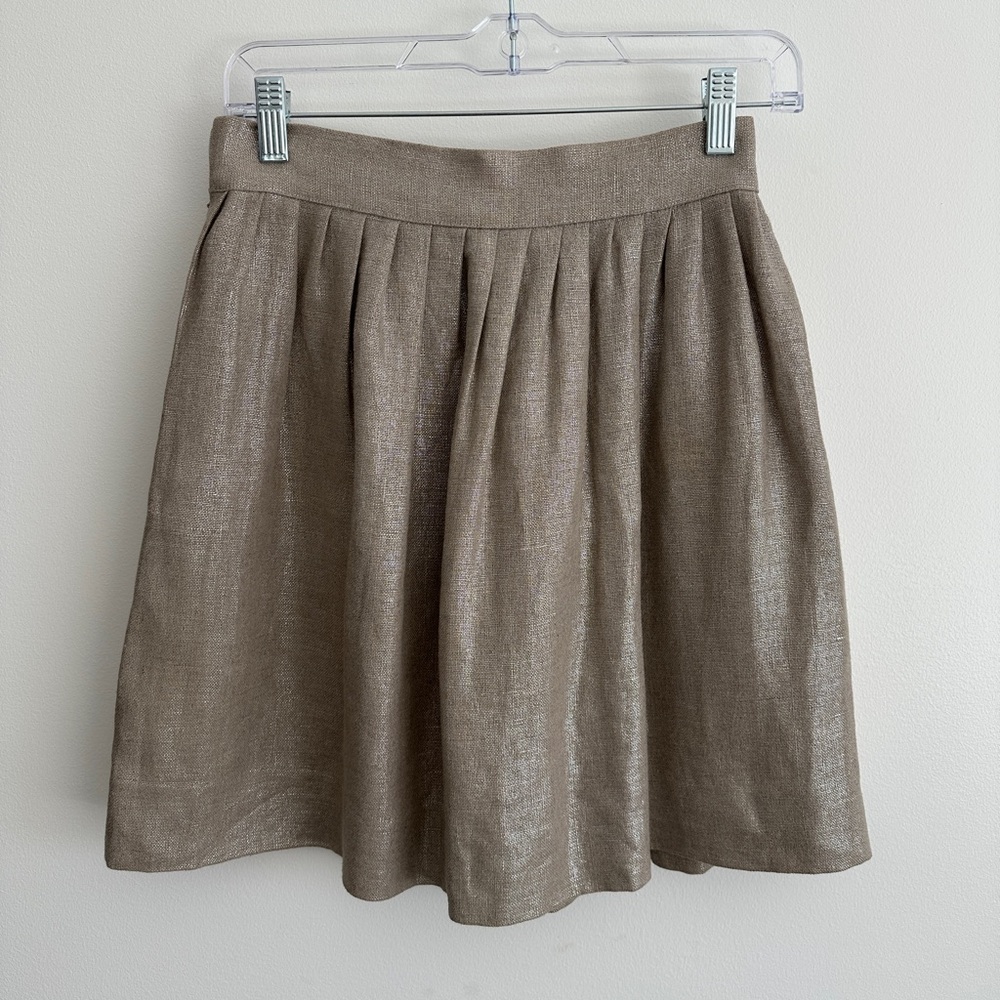 Lewis Cho Pleated A-Lini Short Skirt in Beige Size 2